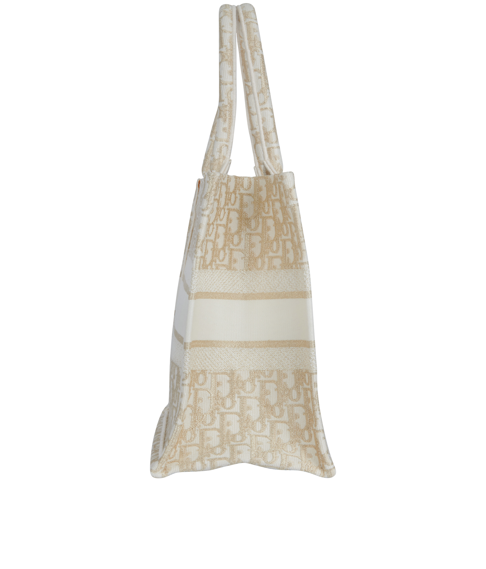 Medium Book Tote, &pound;1,900, Handbags, Beige/Gold, Canvas, Side view